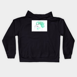 Girl With A Messy Bun - Green Palette Kids Hoodie